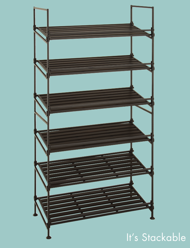 2 Tier Stackable Metal Tubular Shoe Rack