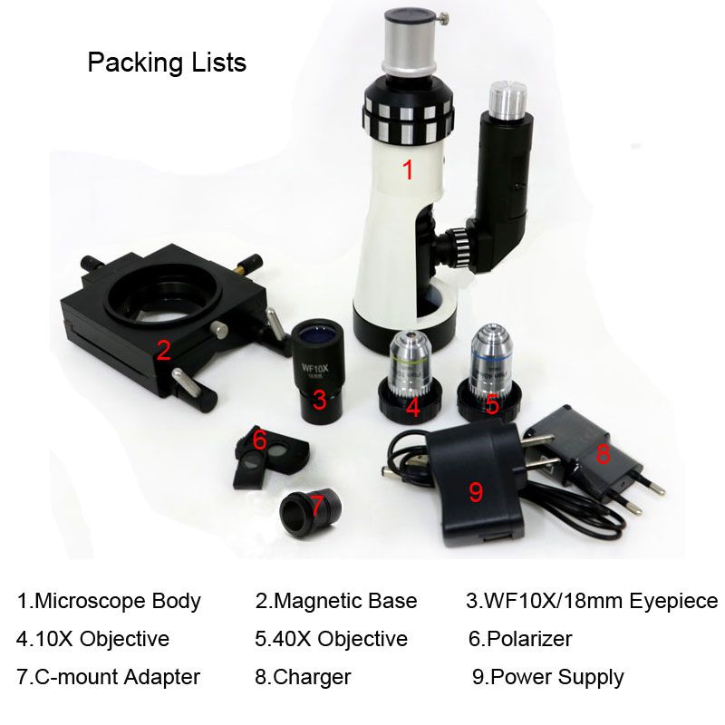 Polarized Light Microscope Handheld Analysis Diagnost Equipment Portable Metallographic Microscope with Magnetic Base Polarizer