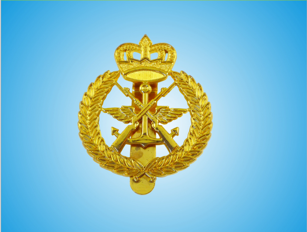 Bright Golden Alloyed Metal Royal Police Badge