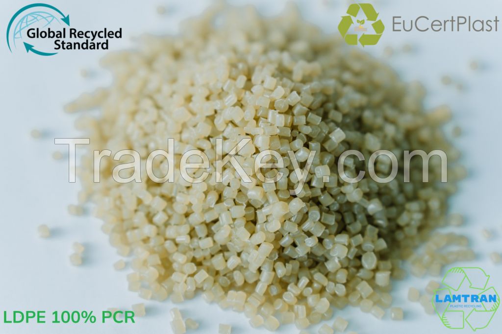Recycled LDPE pellet 100% PCR Natural certified GRS, Eucert
