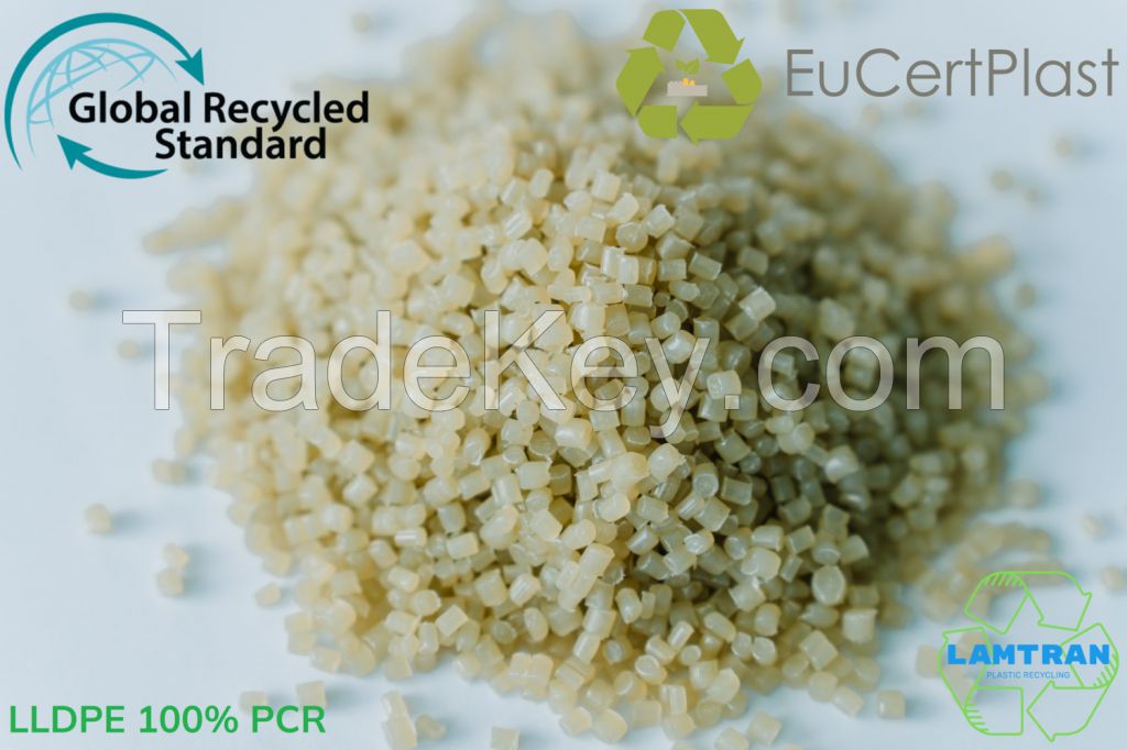 Recycled LLDPE pellet 100% PCR Natural certified GRS, Eucert