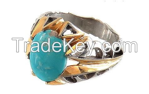 Silver Ring Turquoise Nishapuri High Quality