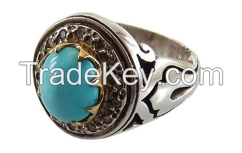 Silver ring turquoise neyshaburi khaneh Durberian original