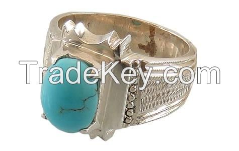 Silver Ring Turquoise Nishapuri Good Quality