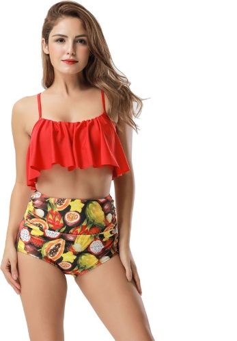 2018 Sexy woman swimwear Flounce Bikini set swimming Brazilian Beach s