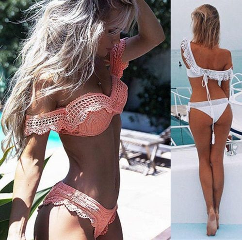 Lace Bikini 2018 Sexy handmade shoulder knitting swimsuit women swimwe