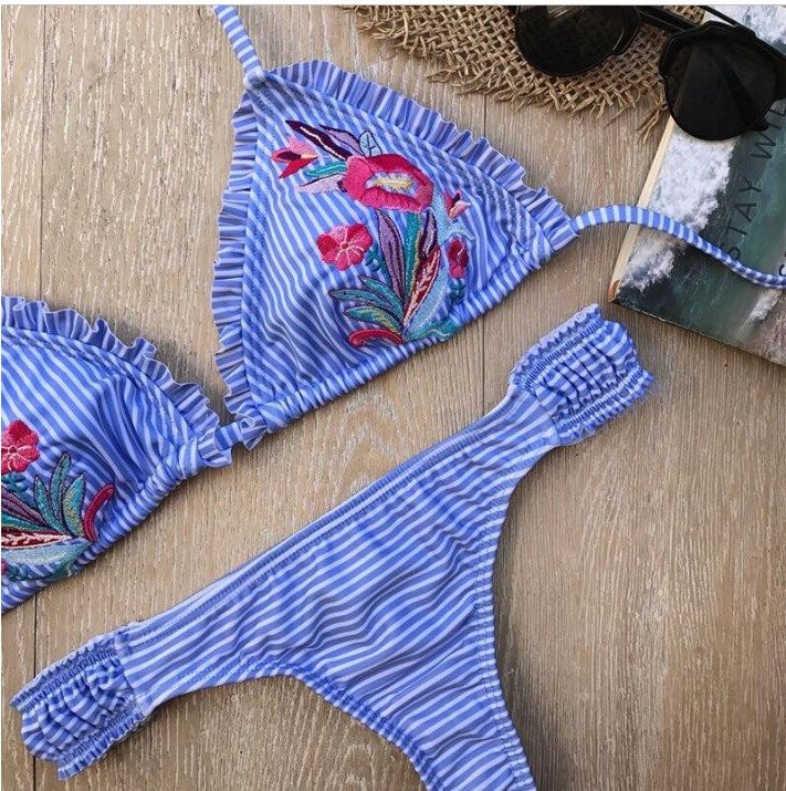 Bikinis 2018 Push Up Swimwear Women Swimming Suit For Women Embroidery