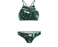 2018 Sexy High Neck Bikini Swimwear Women Swimsuit Brazilian Bikini Set Green Print Halter Top