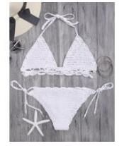 2018 Crochet Bikini Sexy Swimwear Women Halter Handmade Knitting Swimsuit Bathing Suit