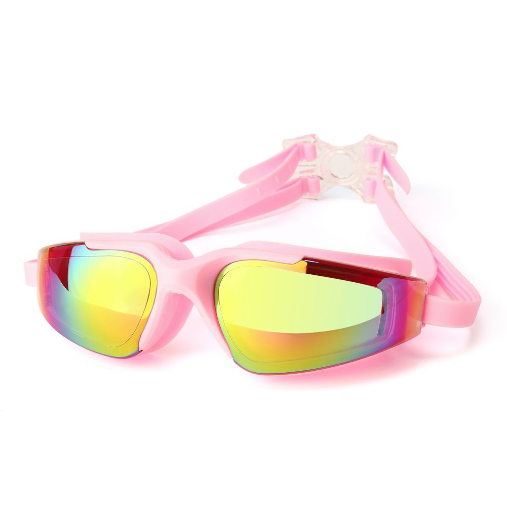 Women Professional Electroplate Swim Glasses Waterproof Silicone Anti Fog UV Protection Swimming Goggles Eyewear Earplugs