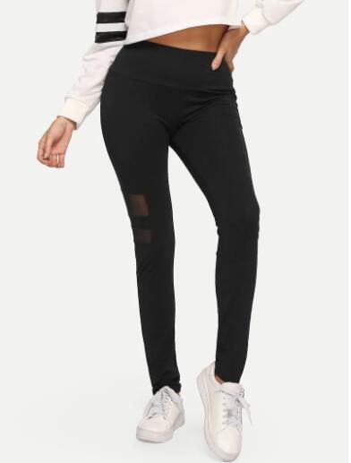 Elastic Waist Color Block Leggings