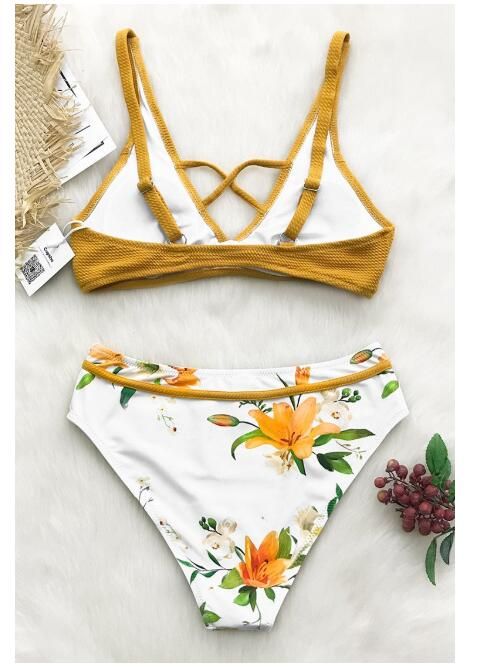 Yellow printed bikini