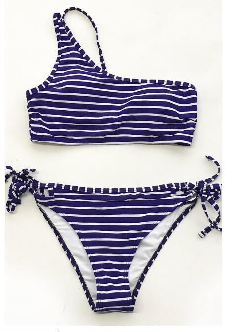 Blue striped bikini