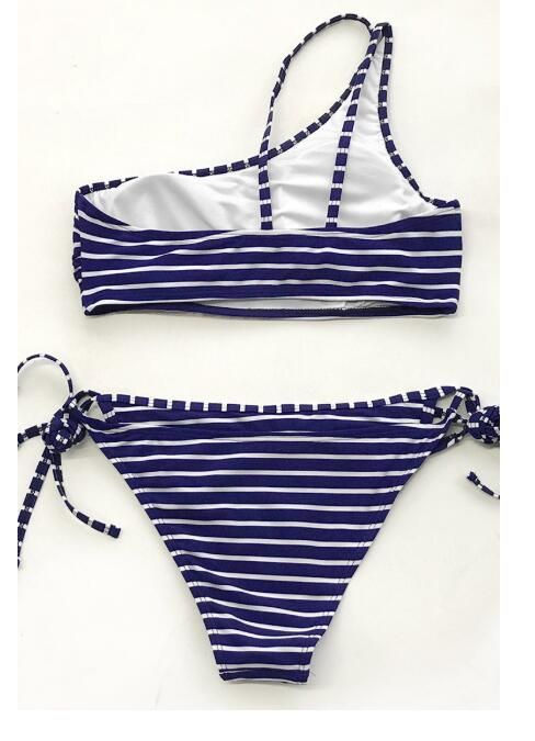 Blue striped bikini