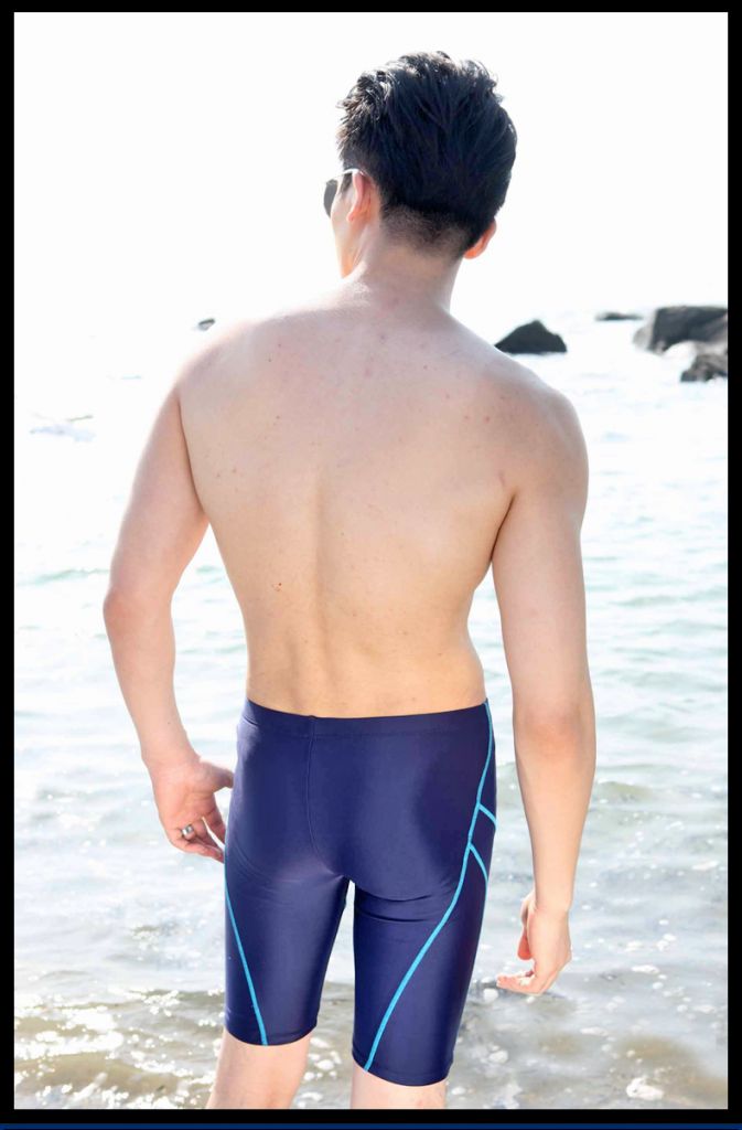 Men's Black swimsuits Men's shark skin Swimming fast drying trunks plus size sunga mens swim shorts adjustable waist swimsuits