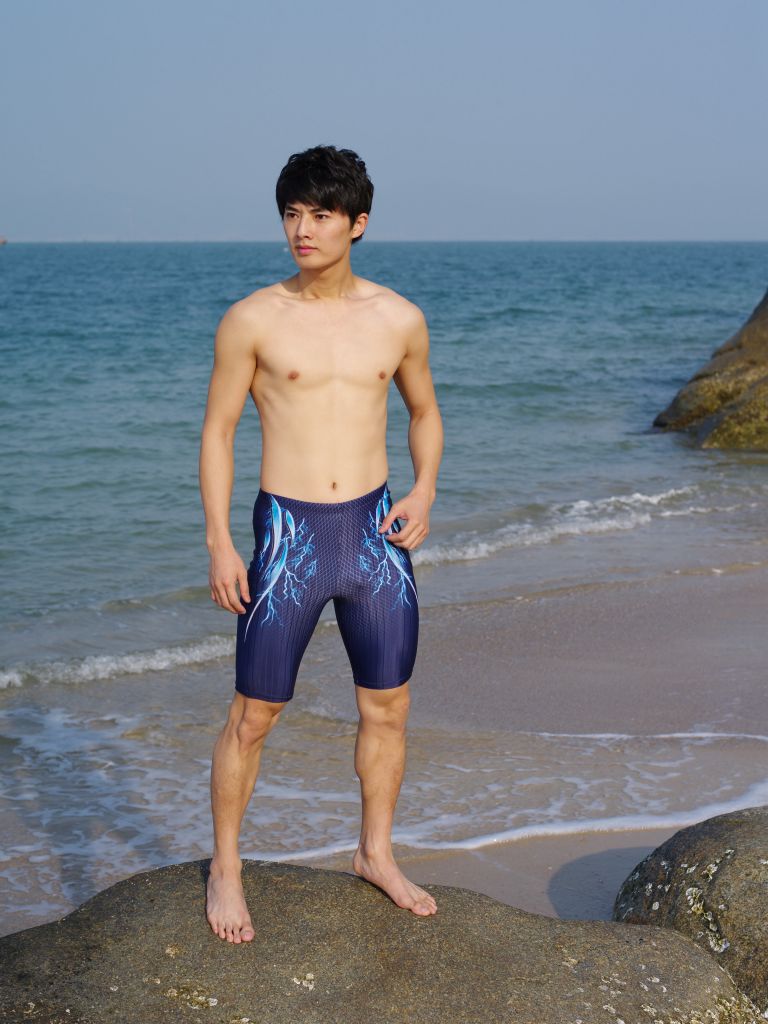 men shark skin professional water repellent swimming trunks brand solid Jammer suit racing pants