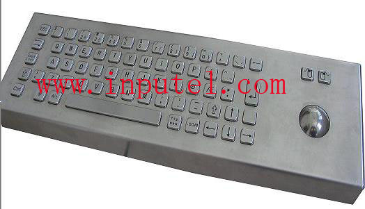 Industrial desktop metal (Stainless steel)keyboard with trackball