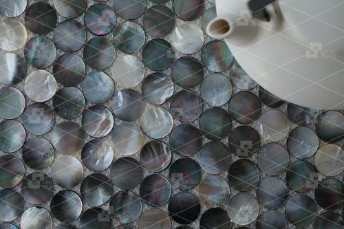 Black Sea Shell Mother Of Pearl Penny Round Mosaic For Backsplash