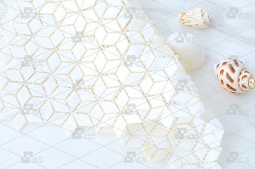 White Rhombus Mother Of Pearl Seashell Tile Mosaic