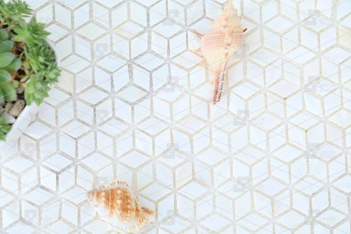 White Rhombus Mother Of Pearl Seashell Tile Mosaic