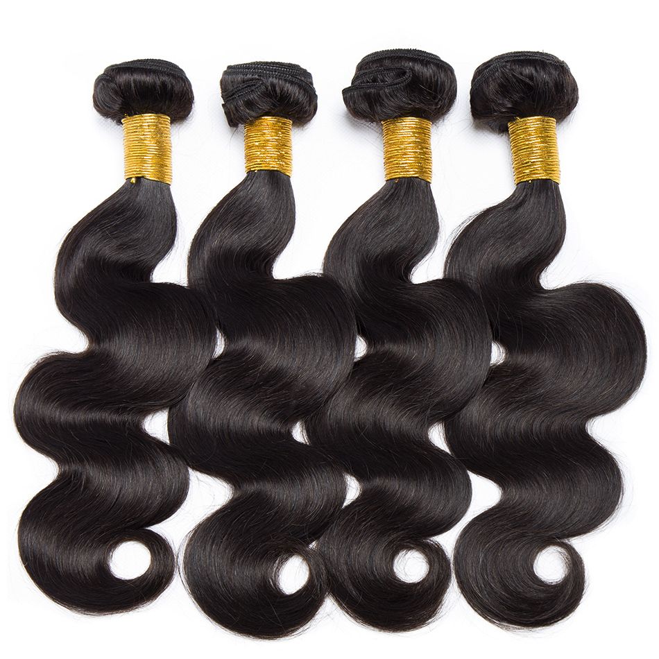 Dawn Hair Brazilian Body Wave 4 Bundles 10-28" Natural Color 1B Dyable Remy Hair Extensions 100% Human Hair Weaves