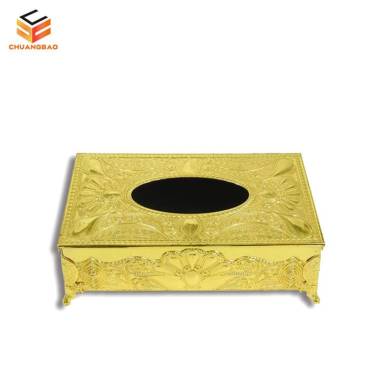 Gold plated iron paper towel box, decorative paper towel box, cover ha