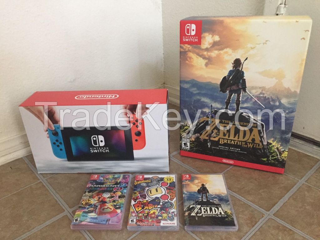 PROMO SALES BUY 5 GET 3 Nintendo Switch Console NEON Zelda Breath of the Wild BOTW Bundle WITH 30 GAMES AND 2 CONTROLLER