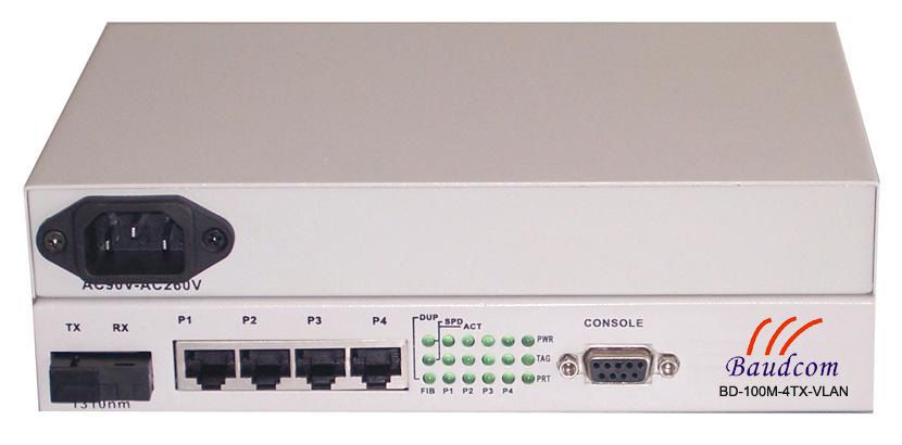 4 ports 100M ethernet VLAN Media Converter