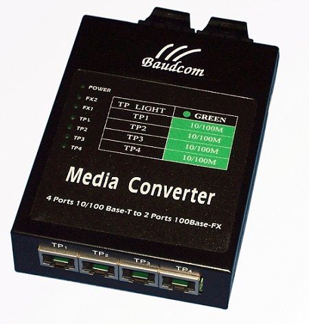 2Fiber Ports 4UTP Ports Optical Media Converter