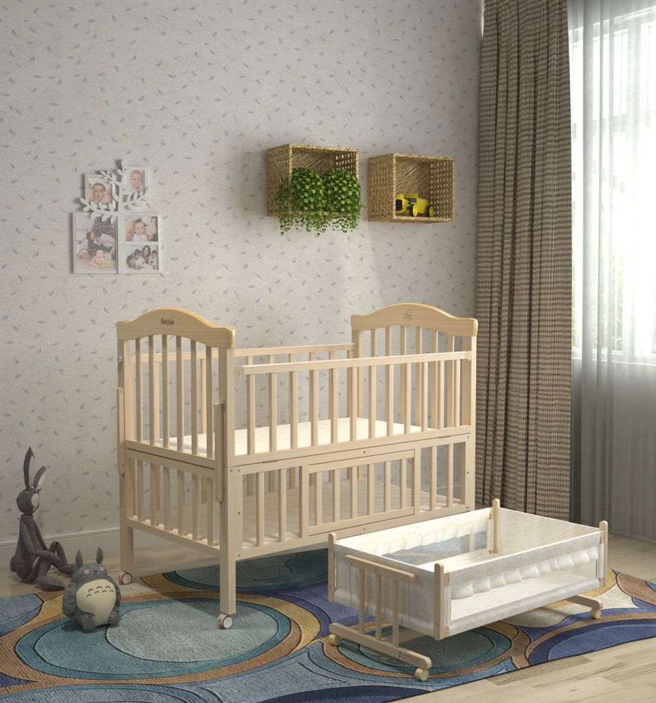 quality material wooden swing and storage baby cot