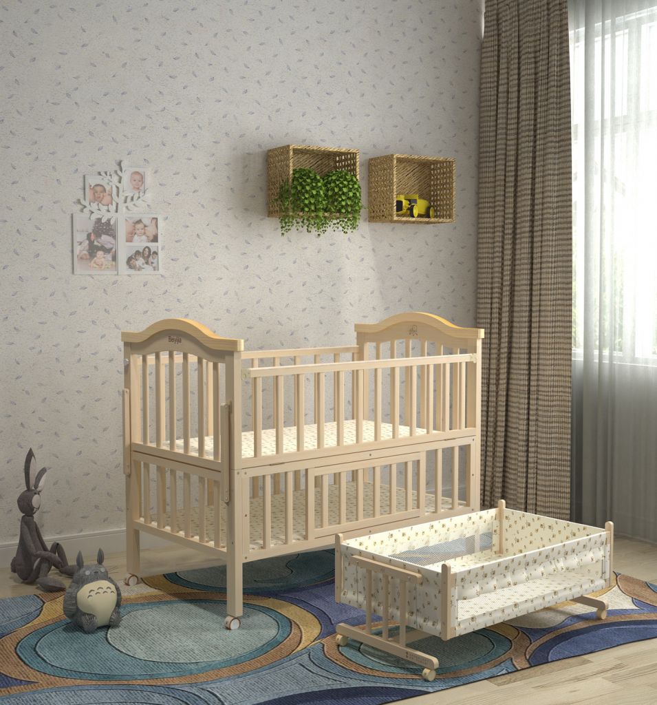 high quality material wooden swing and storage baby cot