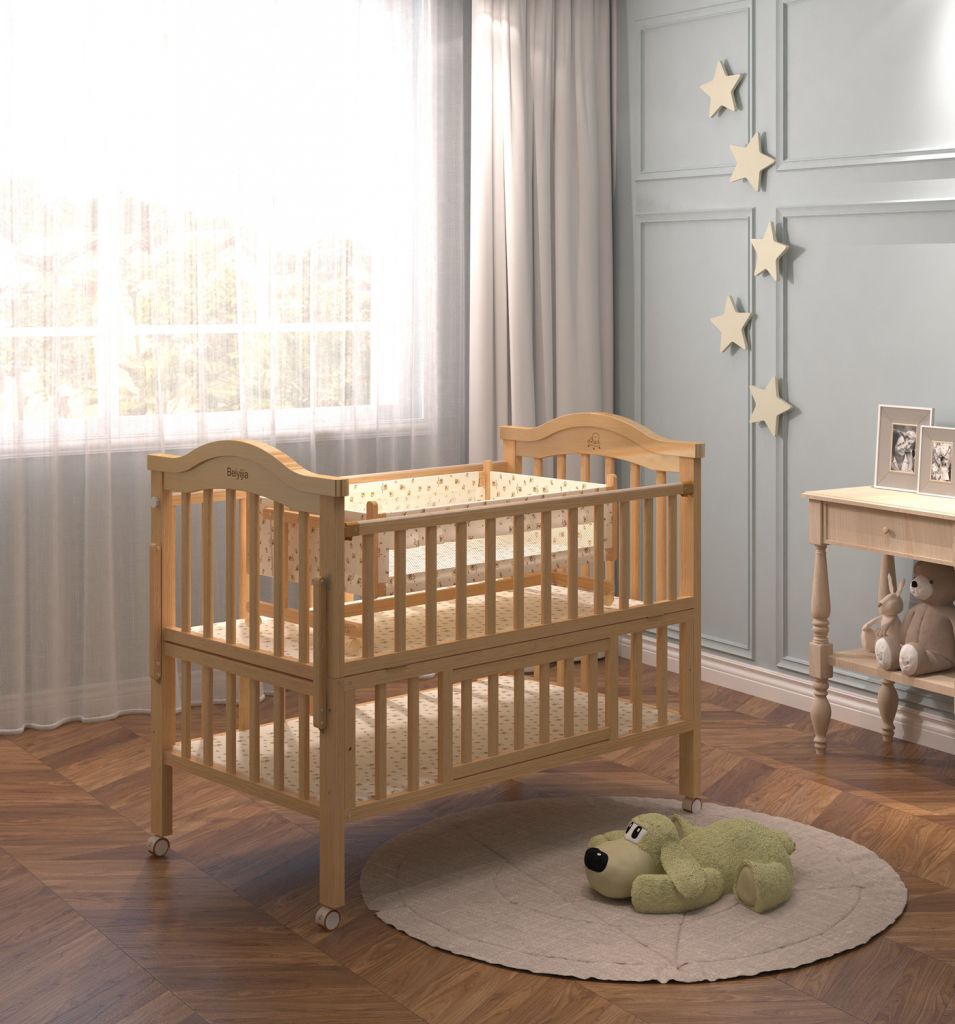 high performance wood steam beech swing and storage baby cot