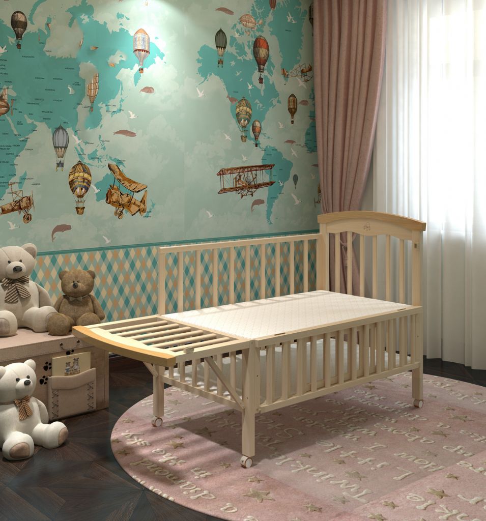 high quality material wooden steam beech swing and storage baby cot