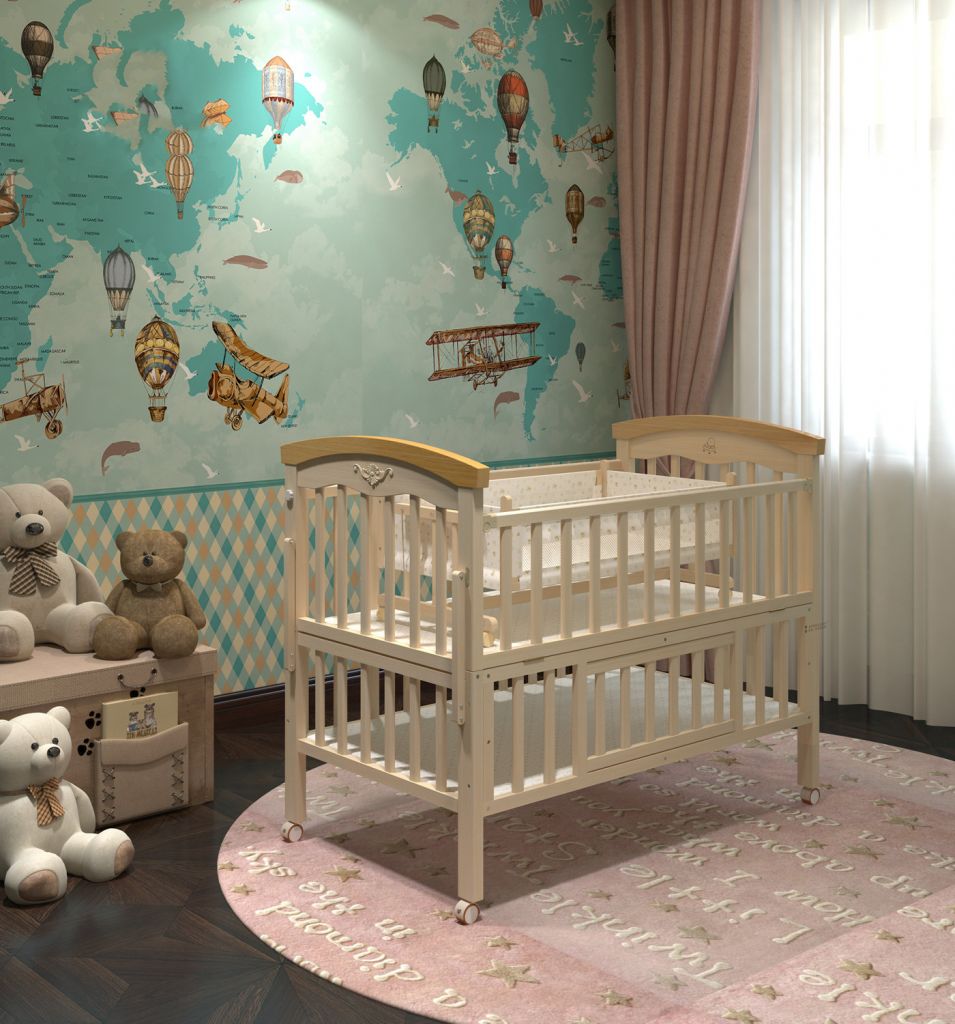 high quality material wooden steam beech swing and storage baby cot