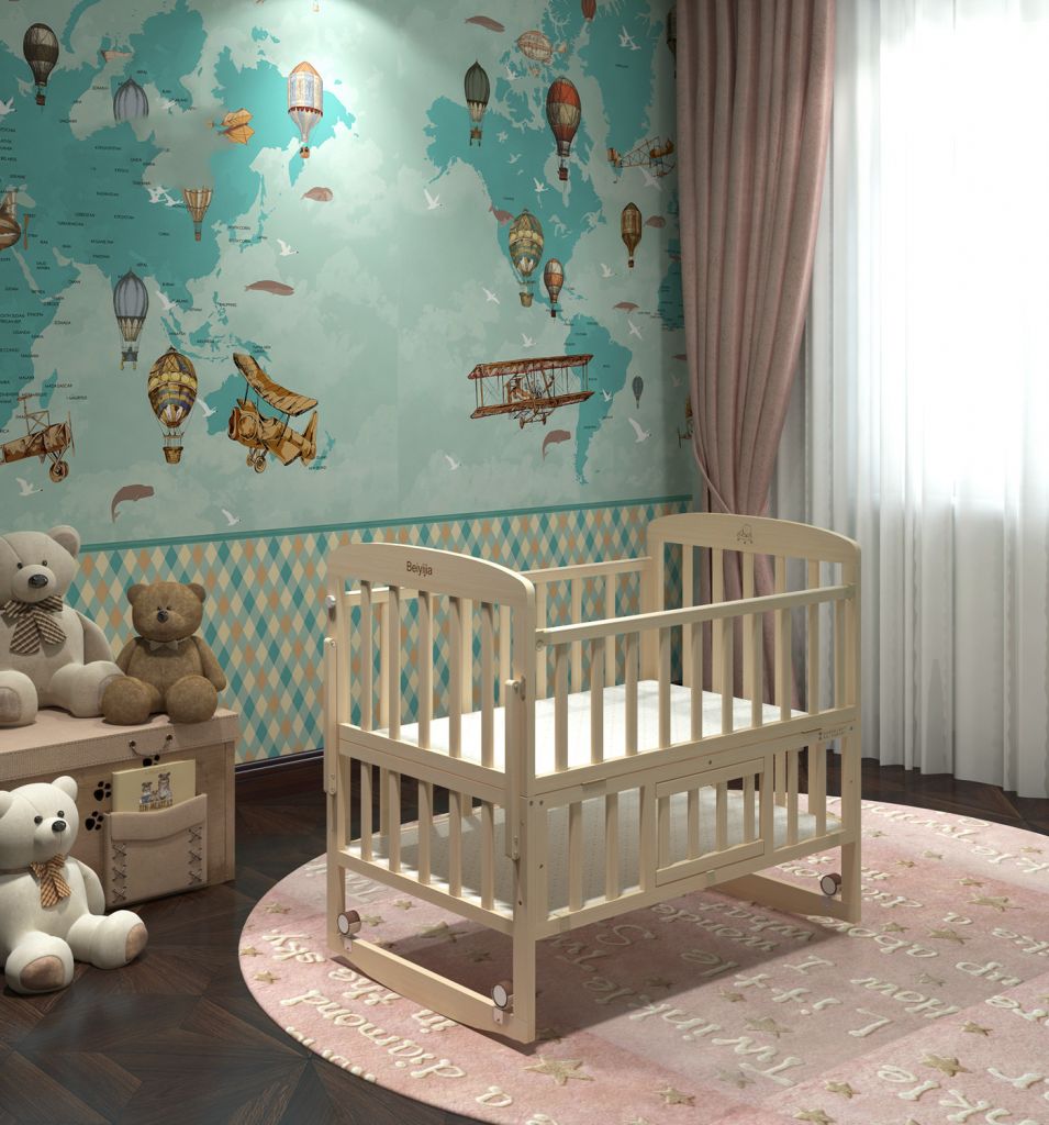 high quality material wooden steam beech swing baby cot