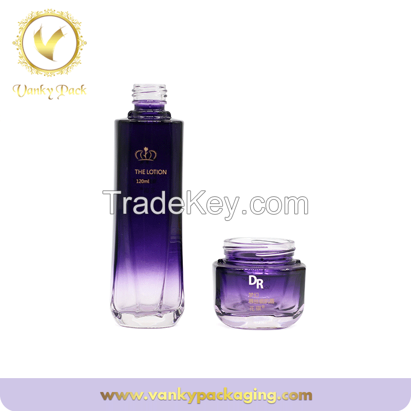 100ml Coloured Glass Bottle face Lotion Cosmetic Bottle With Lotion Pump