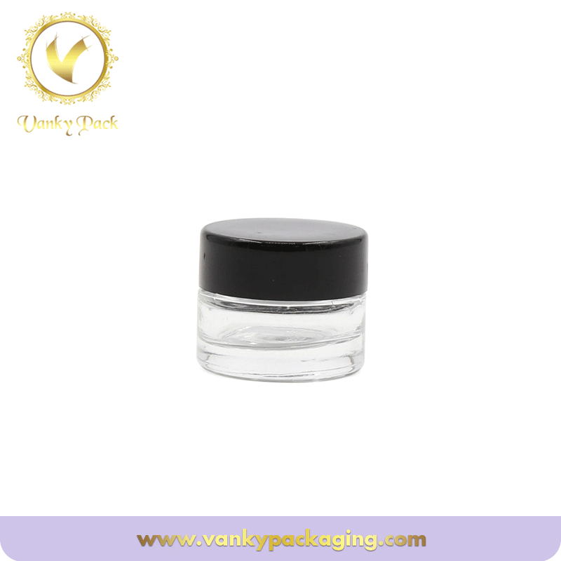 Cosmetic clear Glass jar for eye shadow and lip balm