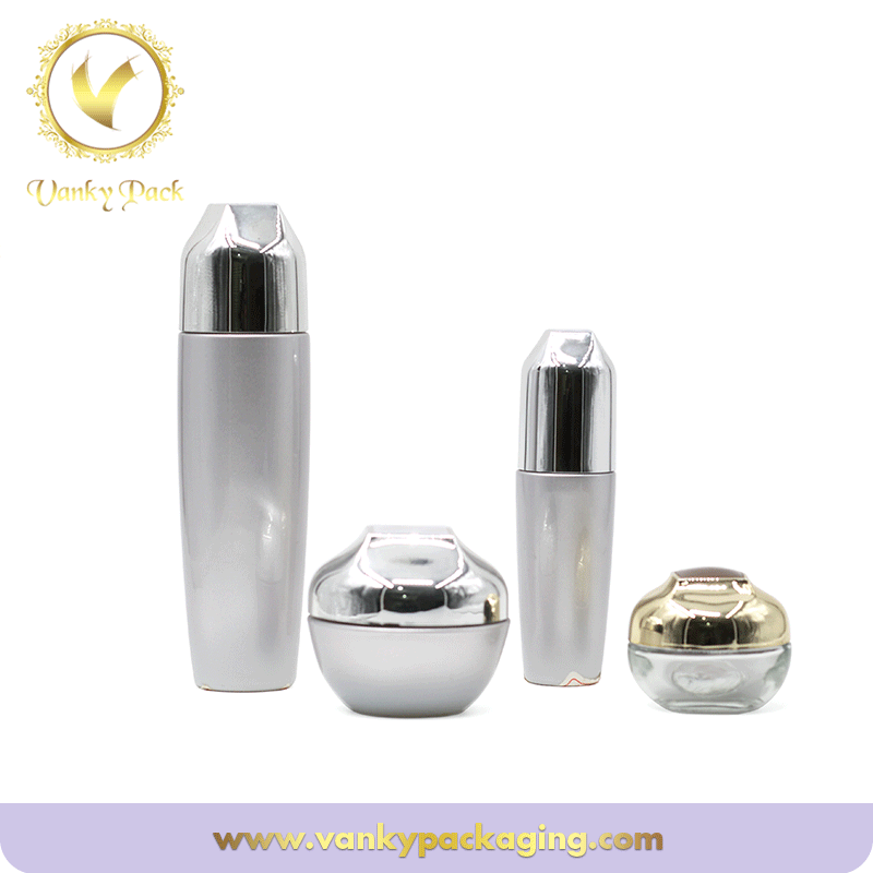Silver Glass 50g 100ml skin care Cosmetic Glass bottle with pump