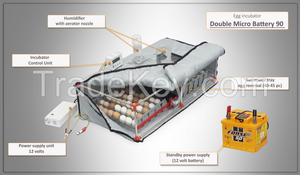 Automatic Egg incubator Double Micro Battery 90 with humidifier backup power function automatic turn