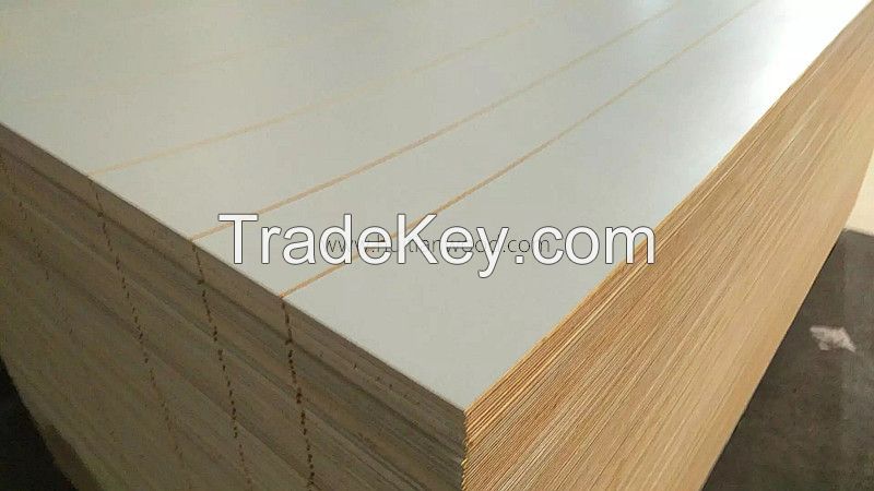Grooved paper ceiling plywood