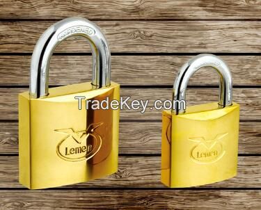 thick type polished brass padlock