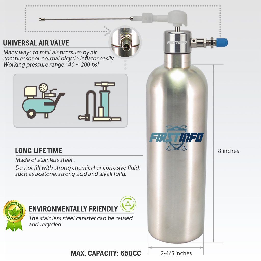 FIRSTINFO Air Stainless Steel Can Refill Pressure Storage Sprayer