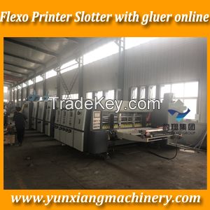 Flexo printer slotter die cutter with folder gluer machine