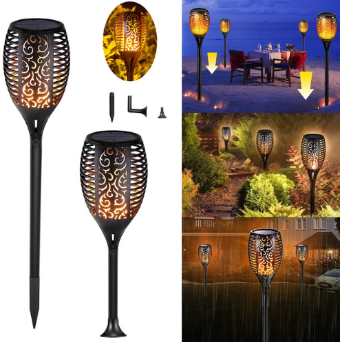 96LED Solar panel Fire Flickering Dancing Flame bright Torch Light for garden pathway