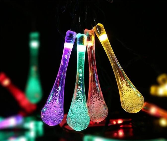 30 Led Raindrop Solar Garden Decorative Christmas Lights Outdoor LED Light String for Landscape