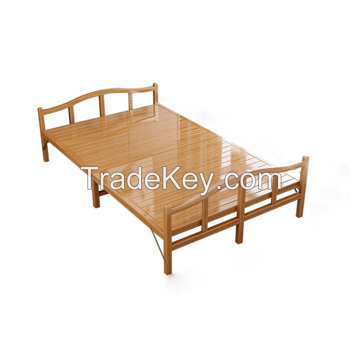 Bamboo Wood Bed Frame with Mattress Slats, Folding Soft and Hard Mattress