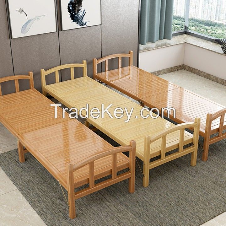 Bamboo Wood Bed Frame with Mattress Slats, Folding Soft and Hard Mattress