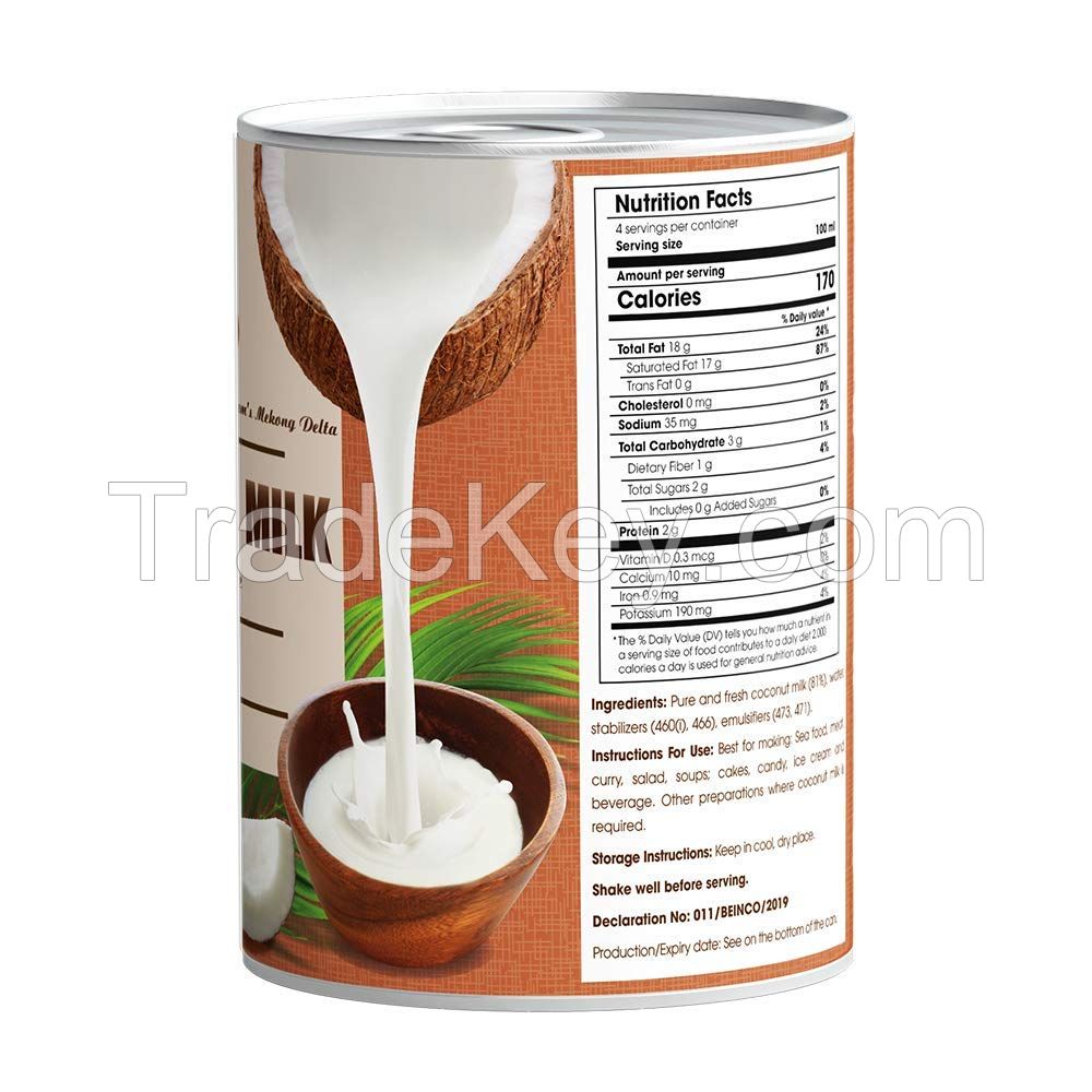 PREMIUM CANNED COCONUT MILK / RICH AND CREAMY / MADE IN VIETNAM