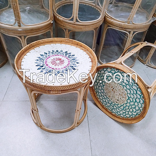 SIRENA WOVEN RATTAN TABLE / PERFECT FOR BOHO DECOR / MADE IN VIETNAM