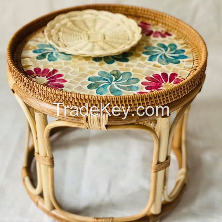 SIRENA NATURAL RATTAN TABLE / ELEGANT AND HANDCRAFTED DESIGN / MADE IN VIETNAM